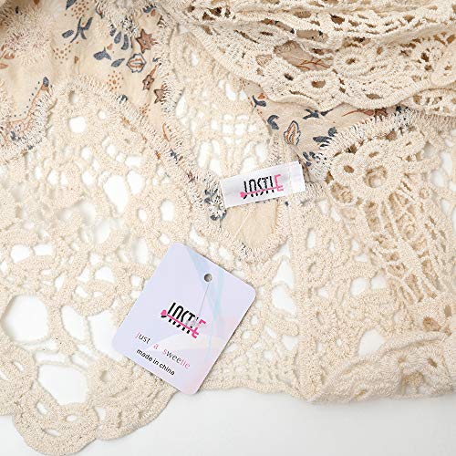 jastie Open Stitch Cardigan Boho Hippie Crochet Vest (Star), Medium - Thumbnail 4