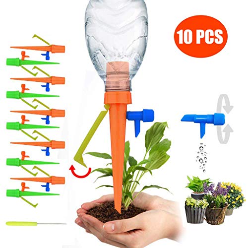 Samoii Plant Watering Devices, Automatic Watering Set 10 Piece Self Watering Spikes Adjustable Irrigation System for Garden Planting