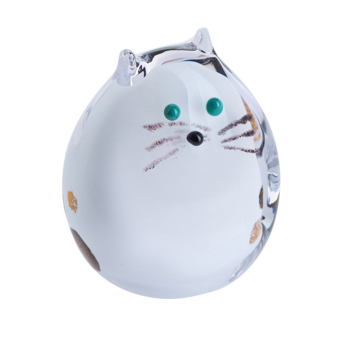 Caithness Glass Purrfect White Spotty Kitten Paperweight | White | 80mm x 70mm | Handcrafted in Scotland | This white kitten with black spots warms its paws inside a crystal dome| Ornamental | Boxed
