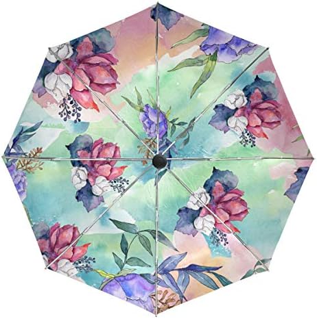 Kaaridream 日傘 折りたたみ傘 ワンタッチ 自動開閉 完全遮光 Uvカット 晴雨兼用 軽量 折り畳み レディース メンズ 花 Salenew大人気 花柄 水彩 紫外線対策 レトロ 8本骨 贈り物 おしゃれ 遮熱 パン かわいい コンパクト 日焼け止め 丈夫 耐風 撥水 グリーン プレゼント