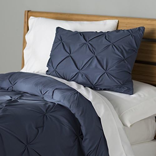 Modern Pintuck Bedding Comforter Set in Indigo Color - 3 Pieces, King Size