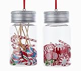 Kurt Adler 1 Set 2 Assorted Candy Jar Peppermints And Assorted Candy Christmas Ornaments