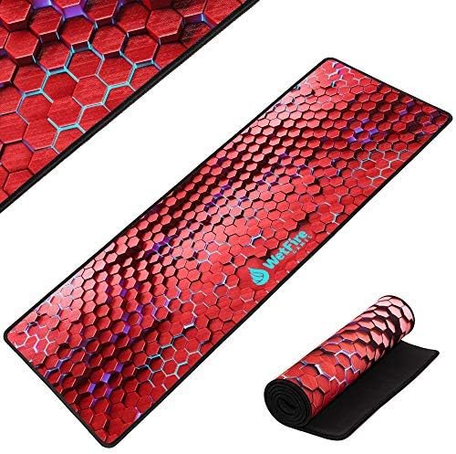 Extended Gaming Mouse Mat/Pad - XL Large, Wide (Long), Stitched Edges | 37.4W x 13L, 5mm Thickness (red_Blue)