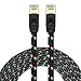 SNANSHI Cat 7 Ethernet Cable 10 ft - Flat Nylon Braided Desig, Easy Installation and Durability 10Gbps, Shielding Internet Cable with Gold-Plated RJ45 Connectors for Home, Office & Gaming