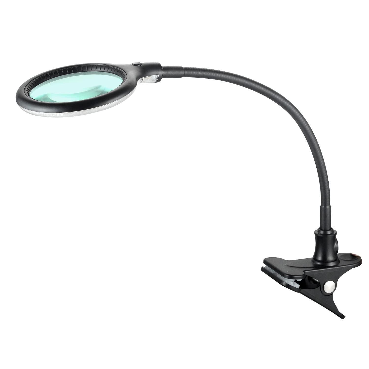 Lumeno 6805SW Magnifying lamp, 30 SMD LEDs, 6 watts, 550 Lumen, 5 dioptres, LED clamp lamp with 100 mm Real Glass Lens, for Beauty Salons, Cosmetics, hobbyists, Color: Black