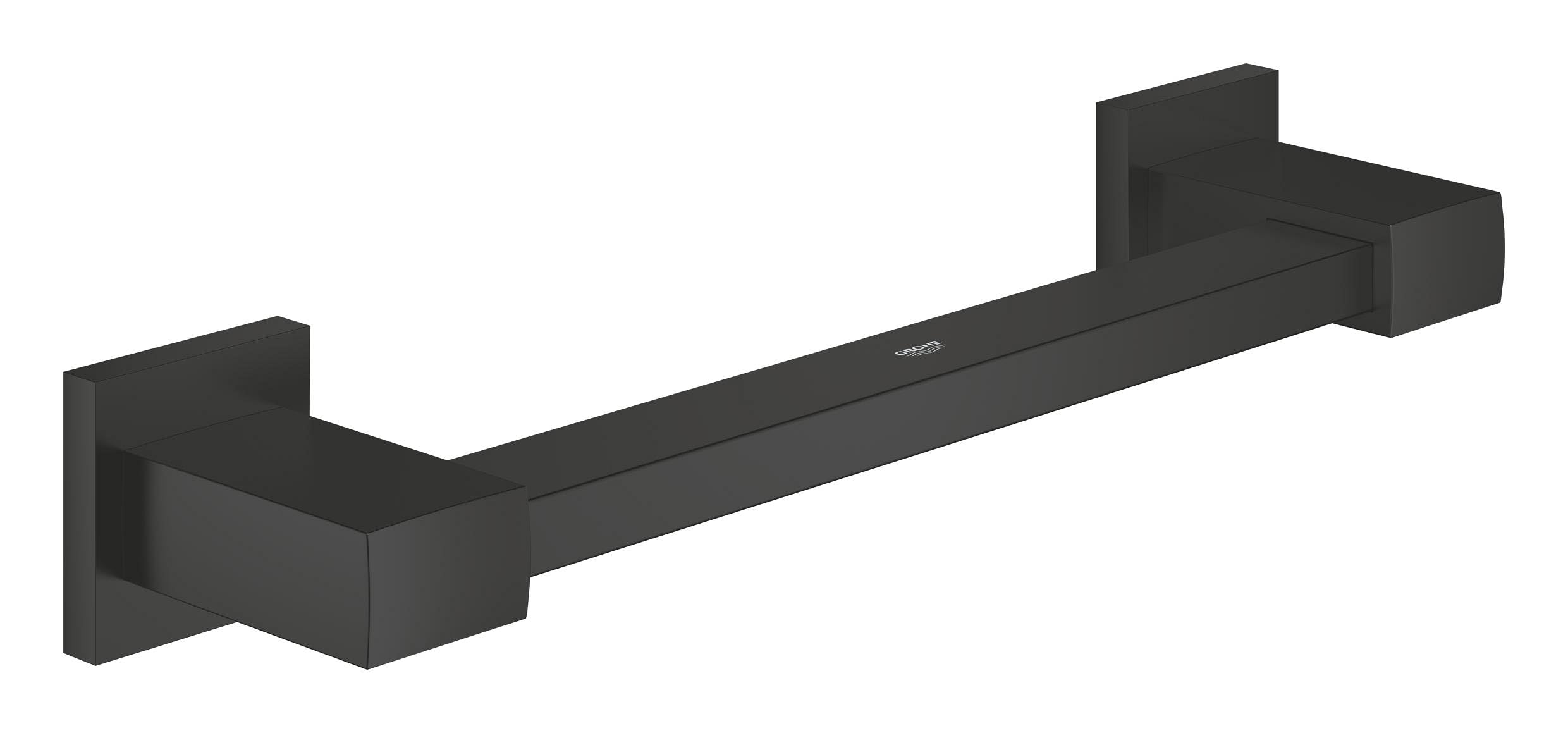 GROHE Start Cube Grip Bar – Bathroom Wall Mounted Bathtub or Shower Handle (Metal Material, Concealed Fastening, Including Screws and Dowels), Size 354 mm, Matt Black, 410942430