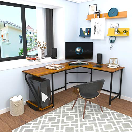 Weehom Reversible LShaped Desk with Shelves Large Corner Gaming Computer Desks for Home Office