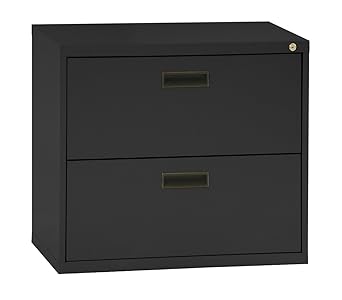 Amazon Com Sandusky 400 Series Black Steel Lateral File Cabinet With Plastic Handle 30 Width X 27 1 4 Height X 18 Depth 2 Drawers Industrial Scientific