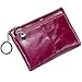 Itslife Triple Zipper Leather Mini Coin Purse Card Holder with Key Chain(Fuchsia)