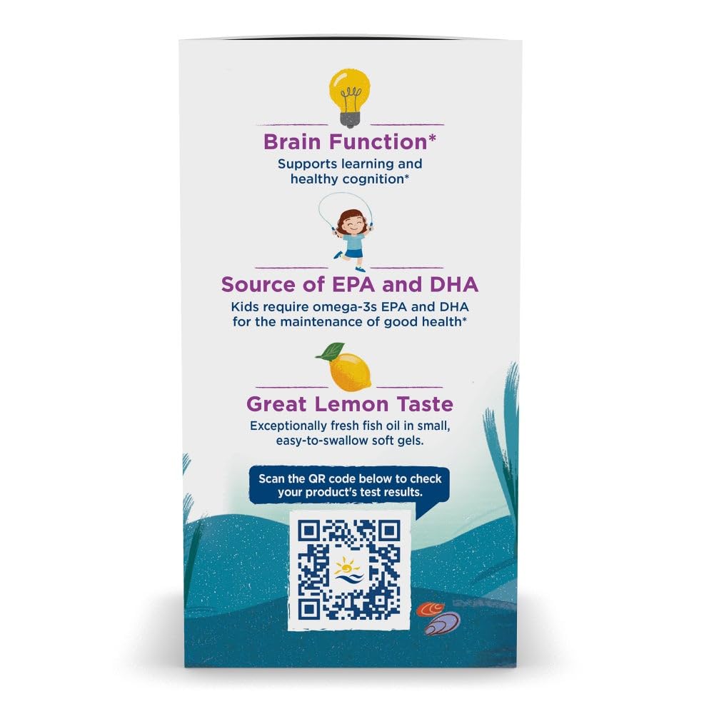 Nordic Naturals Complete Omega Jr., Lemon - 90 Mini Soft Gels - 283 mg Total Omega-3s & 35 mg GLA - Healthy Cognition, Nervous System Function - Non-GMO - 45 Servings