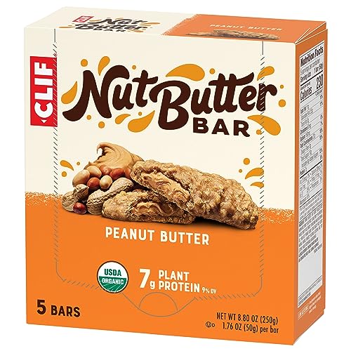 CLIF NUT BUTTER BAR – PEANUT BUTTER – FILLED ENERGY BARS – NON-GMO – USDA ORGANIC – PLANT-BASED – LOW GLYCEMIC – 1.76 OZ. (5 PACK)