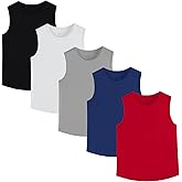 Phedrew 5 Pack Boys Youth Kids Mesh Athletic Quick Dry Tank Tops Moisture Wicking Active Sleeveless Shirts (Age 4-18)