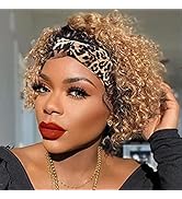 Pixie Cut Wig Human Hair Wigs for Black Women Headband Wig Human Hair Ombre Blonde Wig 6 inch Sho...