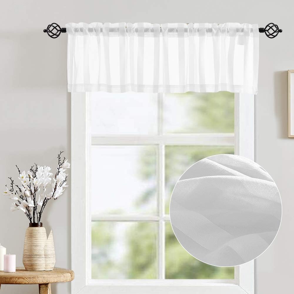 Amazon Com Sheer Valance Curtain White 14 Inch Rod Pocket Window