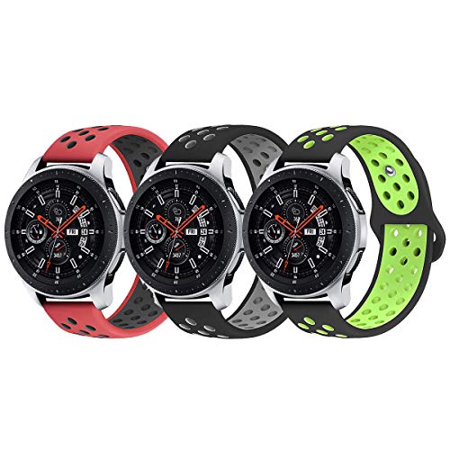 KADES Galaxy Watch 46mm Bands, Gear S3 Bands, 22mm Universal Replacement Strap with Quick Release Pin Compatible for TicWatch Pro, Amazfit Stratos Smart Watch (Gray Green Red)