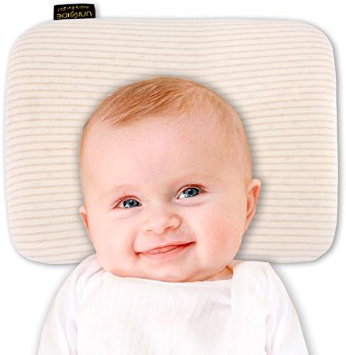 Uniside Anti-Roll Sleeping Head Support Shaping Prevent Flat Head Fit Cradle Crib Bassinet Stroller Bed Swing Soft Natural Latex Pillow for New Born Baby Infant and Toddler (0-12 months)