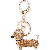JTTBIGV Cute Animal BlingBling Crystals Keychain Animal Charm Keyring Car & Bag Accessory For Wallet Purse Handbags Cars Key Pendant Decor (Gold Dachshund)