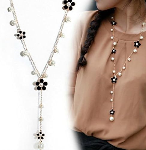 Snowflake Long Necklace Sweater Chain Fashion Fine Metal Chain Crystal Rhinestone Flower Pendant Necklaces Adjusted