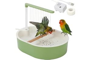 LONEPETU Parrot Shower for Cage, Automatic Parakeet Bird Bath with Circulating Water, USB Charging Quiet Pump Detachable Bathtub, for Small & Medium Birds Budgie, Cockatiel, Lovebird, Conure, Parrotlet, Quaker