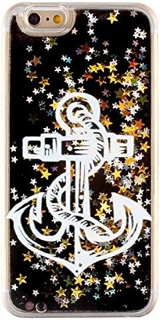 iPhone 5 Case, Weline Black Fashion Creative Design Slim Quicksand Liquid Flowing Shiny Bling Glitter Sparkle Dual Layer Transparent Crystal Clear Stars Hard PC Cover for iPhone SE 5 5S- Anchors