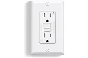 ELEGRP GFCI Outlet 15 Amp, Self-Test GFI Electrical Outlet with Narrow Design, Tamper Resistant GFCI Receptacle with LED Indicator, UL Listed, White, Wall Plate Included, 1 Pack
