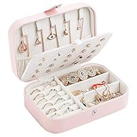 Valyria Travel Jewelry Case, Double Layer Portable Travel Jewelry Box Organizer Display Storage Case for Rings Earrings Necklaces Jewelry