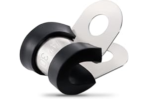 OURU 100PCS Cable Clamps 1/4 Inch 304 Stainless Steel Cable Clamps Rubber Coated Cushioned Insulated Cable Clamp,Automotive W