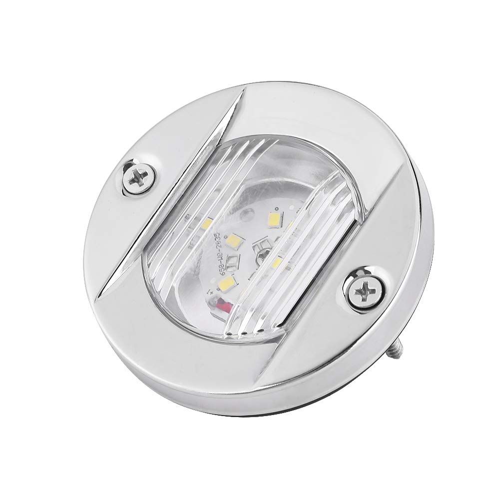 Keenso LED Stainless Steel 12V Waterproof Marine Boat Light LED Navigation Stern Lights Yacht Transom Light, White Stainless Steel Sailing Lights Other Transportation