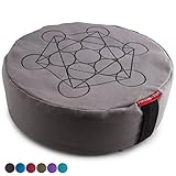 Peace Yoga Zafu Meditation Yoga Buckwheat Filled Cotton Bolster Pillow Cushion with Premium Designs - Geometry Gray 13” x 13” Inch