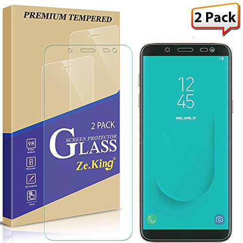 [2-Pack] Samsung Galaxy J6 2018 Tempered Glass Screen Protector, ZeKing 0.33mm 2.5D Edge 9H Hardness [Anti Scratch][Anti-Fingerprint] Bubble Free, Lifetime Replacement Warranty