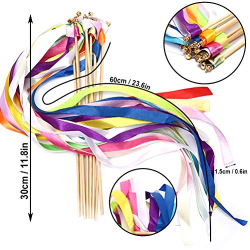 100 Pack Blue Lace Wedding Ribbon Wands Streamers With Bells Silk Fairy Wands Sticks Wedding Exit Ribbon For Party Activities Bridal Shower Send Off Holiday Celebration