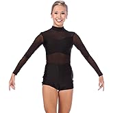 Alexandra Collection Youth Long Sleeve Mesh Open Back Dance Costume Biketard