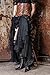 HaoLin Steampunk Retro Victorian Punk Cincher Lace up Long Ruffle Pencil Skirt Black
