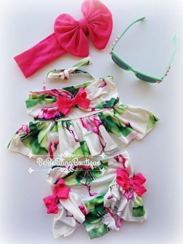 Baby girl swimsuit Infant girl swimwear Toddler bathing suit Girl beachwear Two piece suit Pink and green bikini baby girl shower gift set