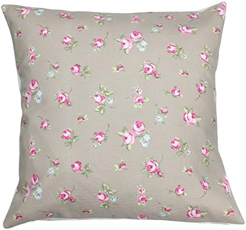Harrison Cropper Rosebud Clarke and Clarke Floral Fabric Vintage Shabby Chic Cushion Cover (16", Taupe)