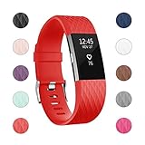 For Fitbit Charge 2 Bands, Adjustable Replacement Bands with Metal Clasp for Fitbit Charge 2 Wristbands Special Edition Red Small
