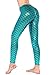 Diamond keep it Women's Mermaid Fish Scale Printing Full Length Leggings (Medium, Peacock)