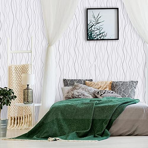 Attuart White Peel and Stick Wallpaper Stick and Peel Self Adhesive