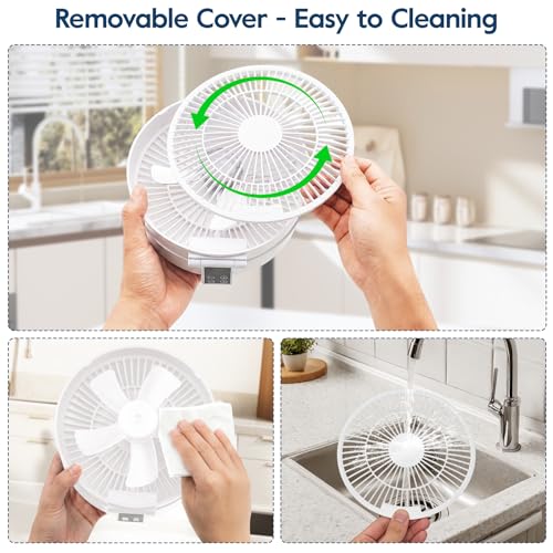 Table Fan, USB Rechargeable Powerful Quiet Fans with Remote Control, LED Display, 120° Rotation Oscillating, 3 Speed, Portable Fan for Office, Bedroom, Camping