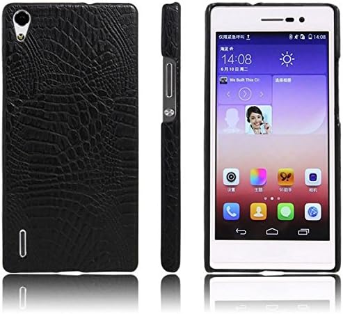 Huawei Ascend P7 Case, HL Brothers Vintage Cases Series, Premium Crocodile Pattern PU Leather Case Back Cover for Huawei Ascend P7 Smartphone (Crocodile Leather Cover Black)