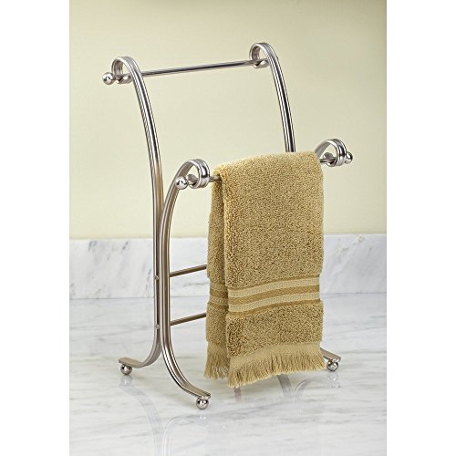 InterDesign York Lyra Fingertip Hand Towel Rack – Free-Standing Bathroom Vanity Towel Holder/Dryer, Satin