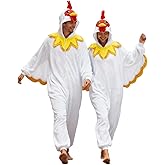 vavalad White Chicken Adult Onesie, Chicken Halloween Costume Cosplay Sleepwear
