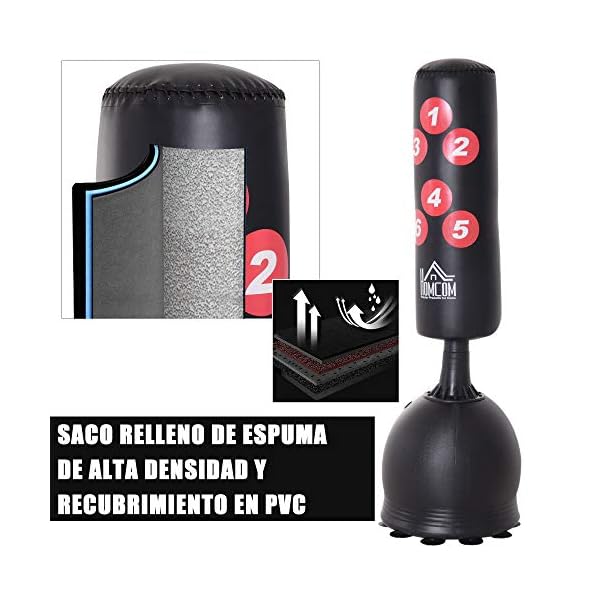 Saco de Boxeo de Pie 165 cm con Base Rellenable de Agua 22,5 kg o Arena 27,5 kg y Saco de Boxeo de Pie 165 cm con Base Rellenable de Agua 22,5 kg o Arena 27,5 kg y