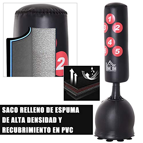 HOMCOM-Saco-de-Boxeo-de-Pie-165cm-Sacos-de-Suelo-con-Soporte-para-Rellenar-Agua-o-Arena-para-Adultos-y-Nios