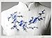 Emmas Two Asian Cherry Blossom Sakura Flower Iron on Embroidered Appliques Patch Japanese Chinese (Blue)