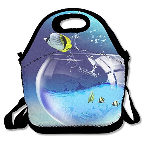 Tropical Fish Tank Fashion Lunch Bag Reusable Lunch Tote Lunch Box