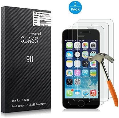 For iPhone 5 5S SE Screen Protector [3 Pack], Tempered Glass Screen Protector for 5C with Lifetime Replacement Warranty