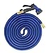FOCUSAIRY 50 Feet Expanding Heavy Duty Expandable Strongest Garden Water Hose with Shut Off Valve Solid Brass Connector and 8-pattern Spray Nozzle (50 Feet, Blue)