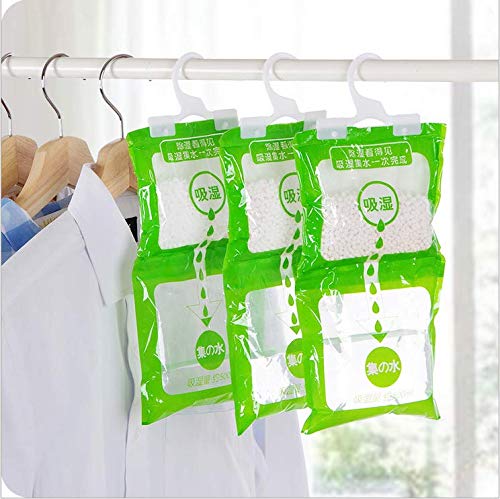 Hapy Shop 8 Pack Wardrobe Hanging Hygroscopic Anti-Mold Deodorizing Moistureproof Desiccant Hanging Bag for Kitchen Bathroom,Dehumidification Process Could be Witness