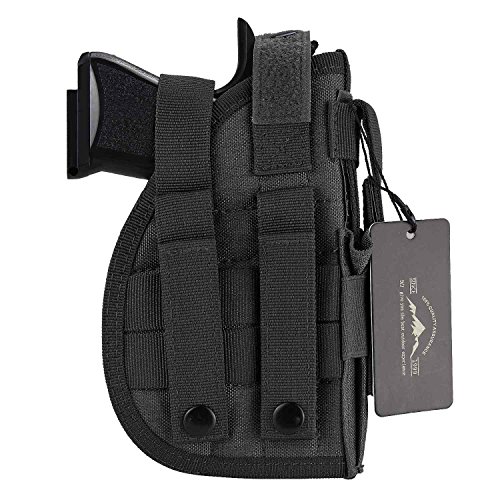 DYJ Left Hand Tactical Pistol/Gun Holster with Magazine Pouch/Pocket for S&W M&P Shield Glock 26 27 29 30 33 42 43(Black-Left Hand)